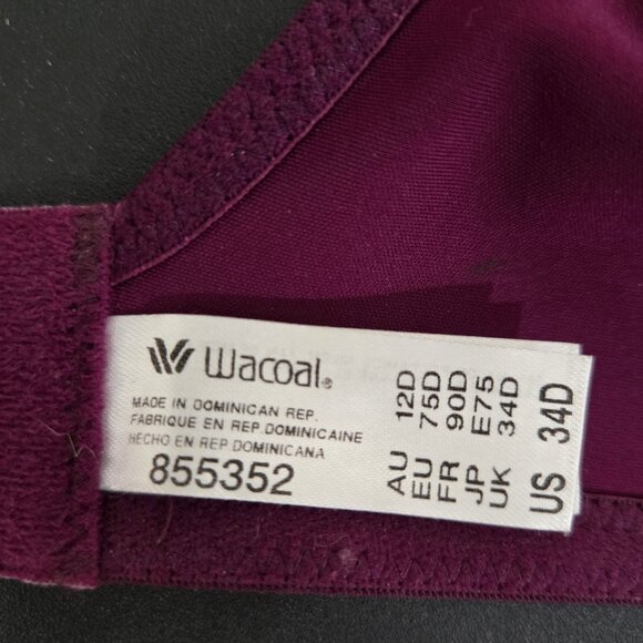 Wacoal Purple High Standards Underwire Full Coverage Bra Size 34D - Picture 5 of 10